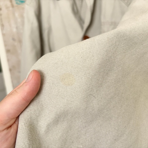 Vintage LL Bean Beige Canvas Barn Coat Chore Jacket - Picture 4 of 8